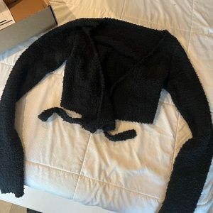 SKIMS Cozy Knit Wrap Top - S/M - Black